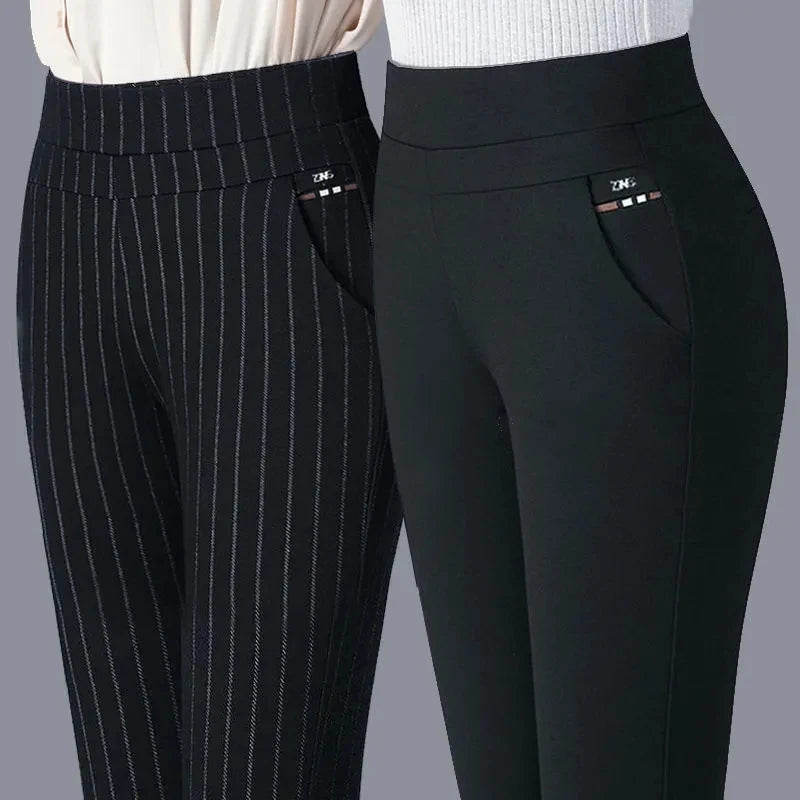 Slim Fit Striped Trousers for Women