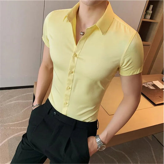 Slim Fit Casual Short Sleeve Shirt for Men - Various Colors