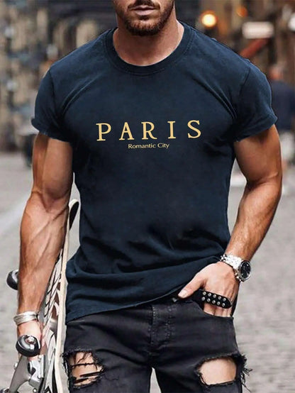 Paris Graphic Print Loose Fit T-Shirt For Men - Various Colors