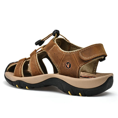 Men's Faux Leather Casual Outdoor Sandals - Stylish Leather Footwear