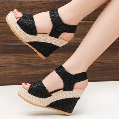 Women's Fashion Mesh Peep Toe Platform Footwear-Various Colors