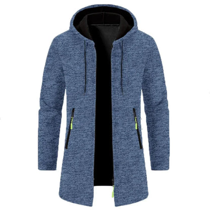 Men's Thick Warm Fleece Zipper Hoodie Casual Long Sleeve Coat