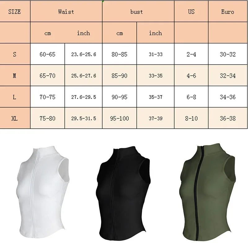 Women's Sleeveless Zip-Up Athletic Sweat Vest Jacket - Various Colors