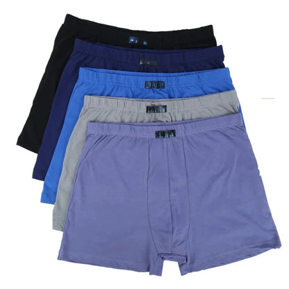 Set of 4 Men's Plus Size Cotton Boxer Shorts - Comfortable Loose Fit Underwear