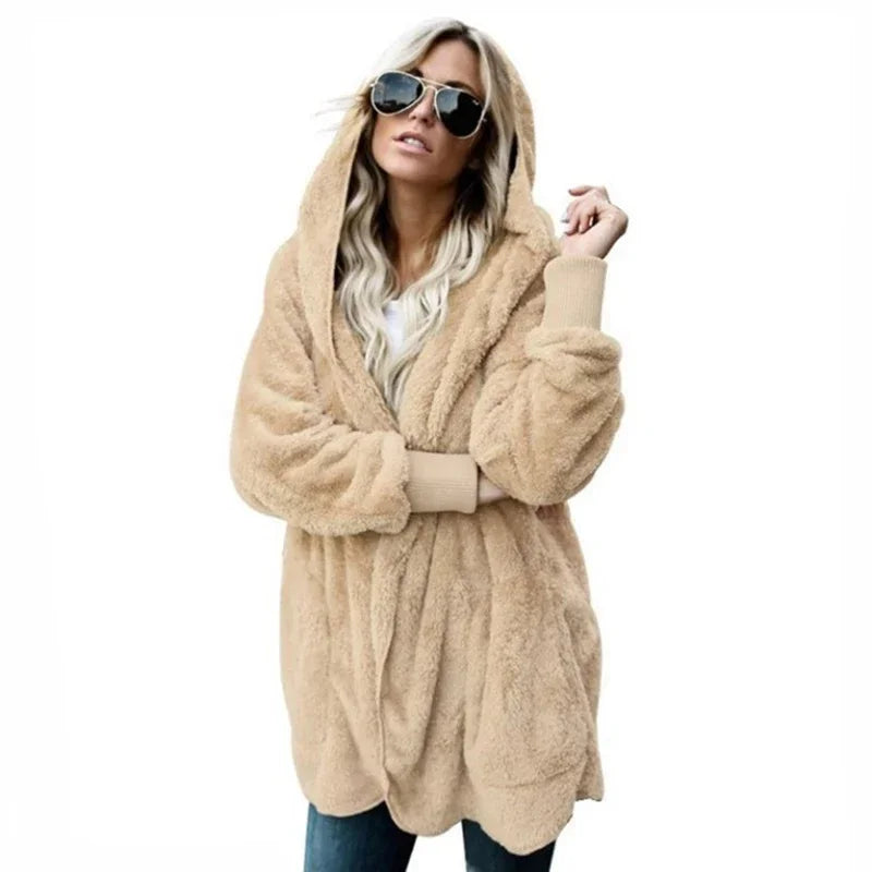 Women's Oversized Hooded Fleece Cardigan