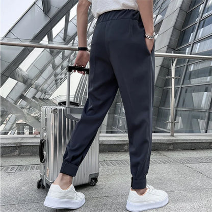 Men's Loose Fit Drape Pants with Elastic Waistband - Various Colors