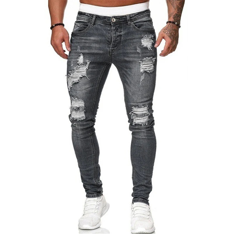 Men's Ripped Stretch Skinny Jeans - Various Colors