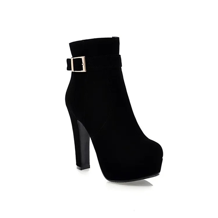 Women's High Heel Ankle Boots with Zipper Closure