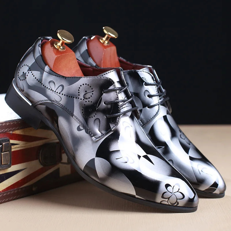 Classic Floral Lace-Up Shoes for Men - Luxury Retro Style