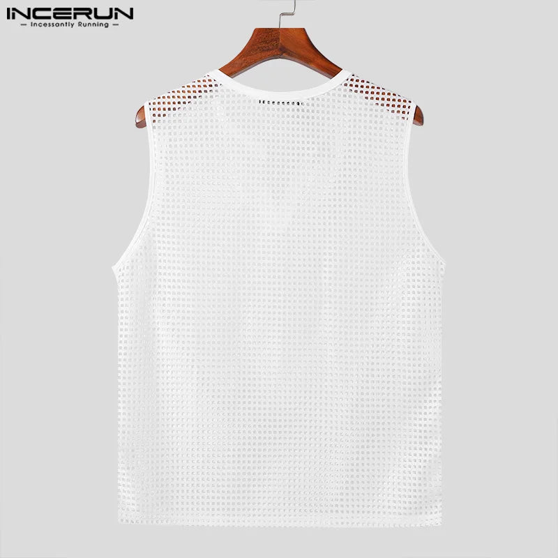 Men's Mesh V-Neck Transparent Tank Top