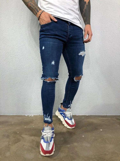 Men's Ripped Skinny Denim Jeans - Casual Style