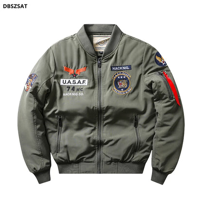 Men's Thick Fleece Air Force Pilot Bomber Jacket