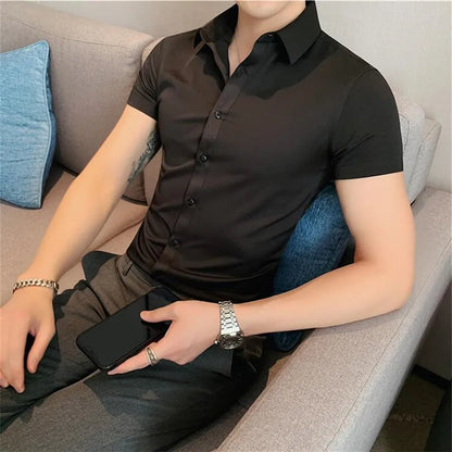 Slim Fit Casual Short Sleeve Shirt for Men - Various Colors