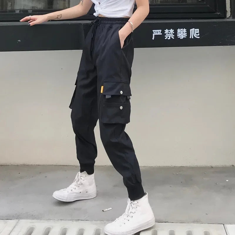 Women's High-Waist Cargo Pants - Loose Fitting