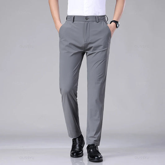 Men's Slim Fit Casual Stretch Pants with Elastic Waist