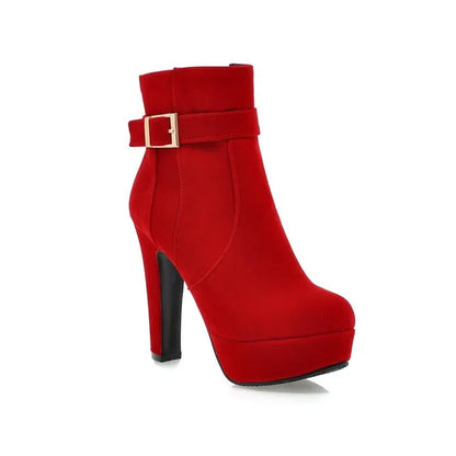 Women's High Heel Ankle Boots with Zipper Closure