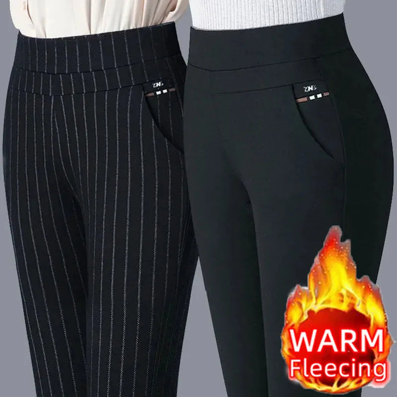 Slim Fit Striped Trousers for Women