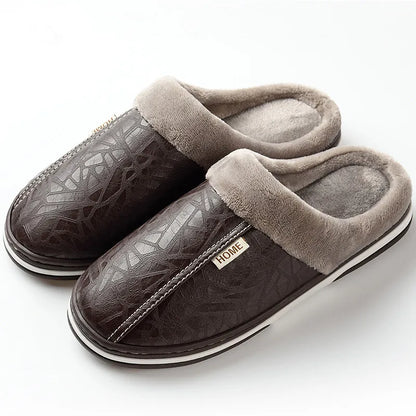 Unisex Waterproof Faux Leather Fluffy Casual Slides - Various Colors