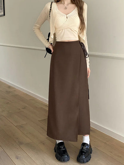 Asymmetrical Ankle-Length High-Waist Pencil Skirt for Women