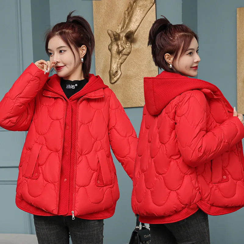 Korean-Style Oversized Quilted Jacket for Women