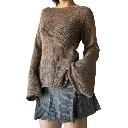 Long Sleeve Boat Neck Knit Sweater - Various Colors