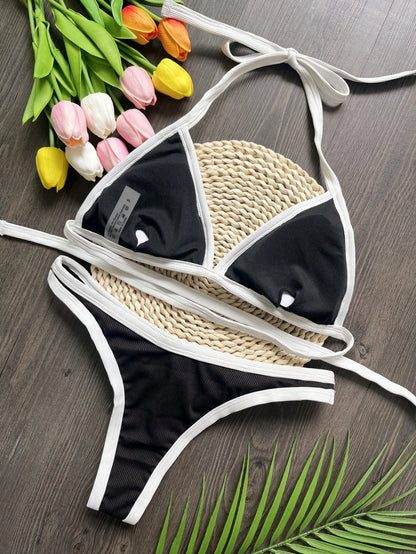 Two-Piece Triangle Thong Bikini Set for Women