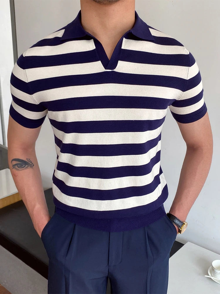 Men's Short Sleeve Polo Shirt with Turn-Down Collar