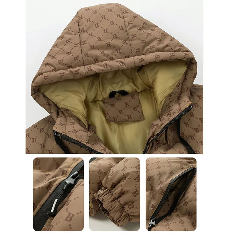 Men's Waterproof Cotton Padded Hooded Jacket - Various Colors