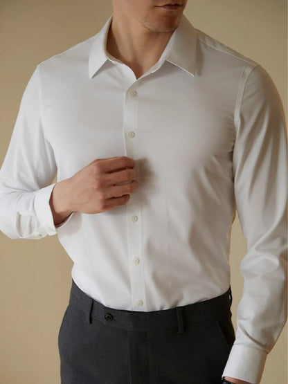 Men's Slim Fit Long Sleeve Formal Cotton Shirt