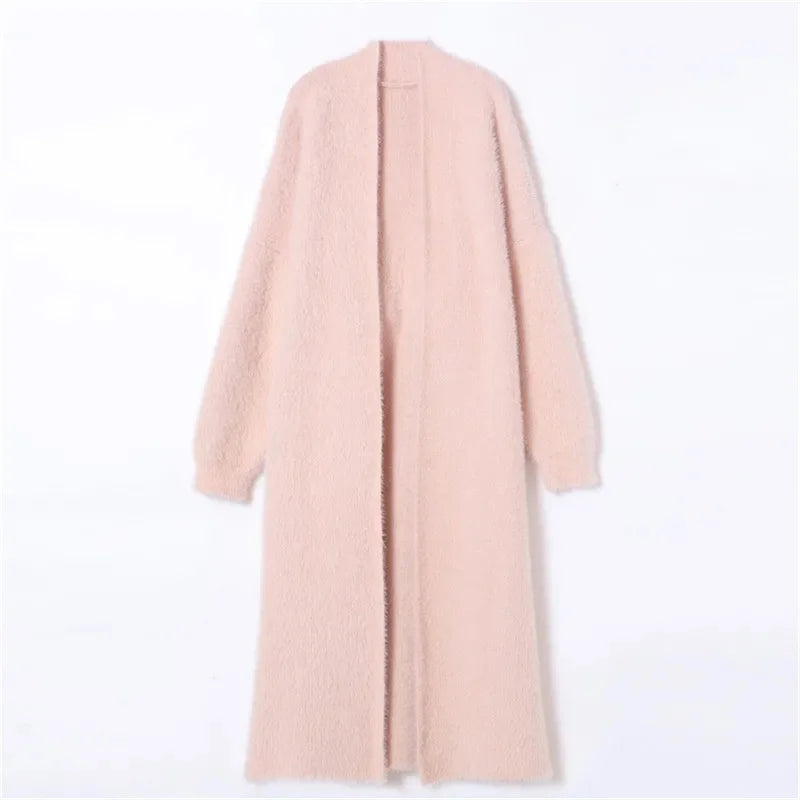 Women's Loose Knee-Length Thick Faux Mink Fleece Coat