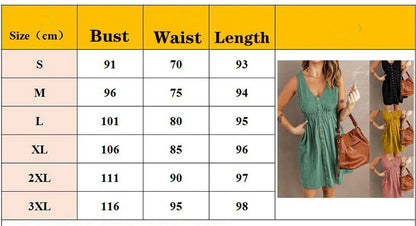 Womens  Sleeveless Buttoned Down Dress - Various Colors