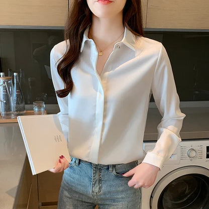 Long Sleeve Satin Shirt for Women - Various Colors