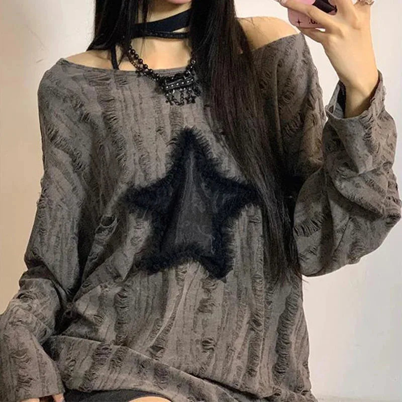 Oversized Off-Shoulder Long Sleeve Sweater for Women