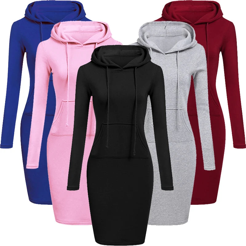 Chic Hooded Long Dress for Women - Various Colors