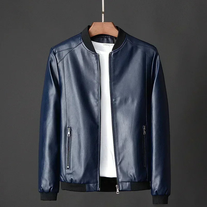 Men's Korean Style Faux Leather Jacket- Various Colors