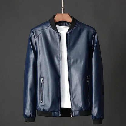 Men's Korean Style Faux Leather Jacket- Various Colors