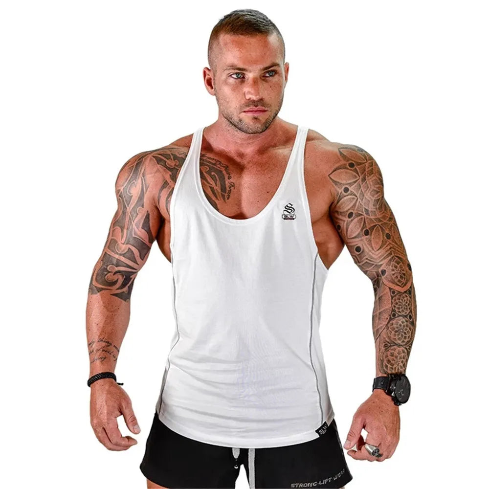 Men's Sleeveless Cotton Gym Tank Top - Various Colors