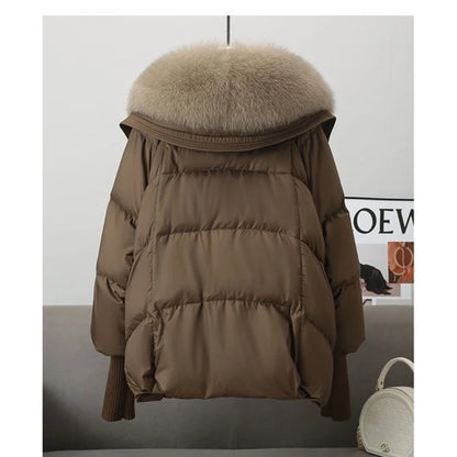 Women's Thickened Zipper Jacket with Detachable Faux Fur Collar