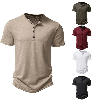 Men's Short Sleeve Polo T-Shirt with Collar and Buttons - Various Colors