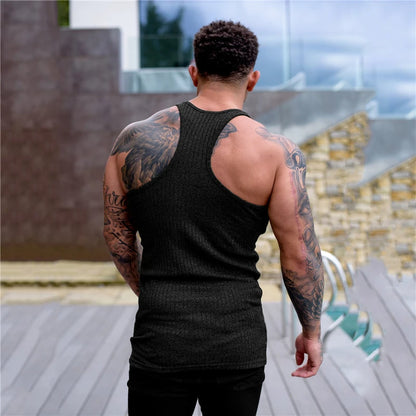 Men's Slim Fit Knitted Tank Tops with Pit Stripes