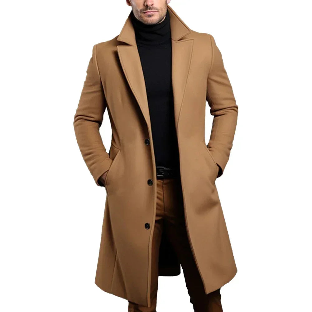 Men's Single-Breasted Trench Coat - Various Colors