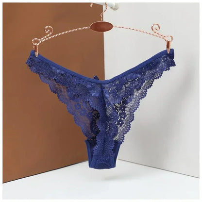 Lace Jacquard G-String Thong Panties for Women -  T-Back Cotton Undergarment