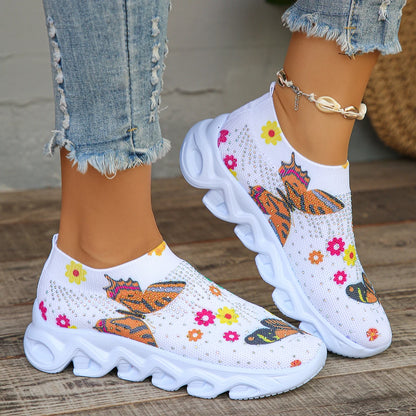 Crystal Floral Women's Lightweight Breathable Knit Sneakers