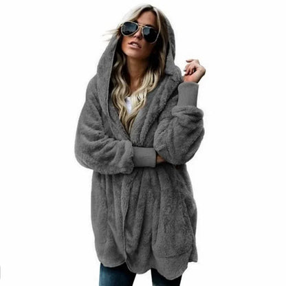 Women's Oversized Hooded Fleece Cardigan