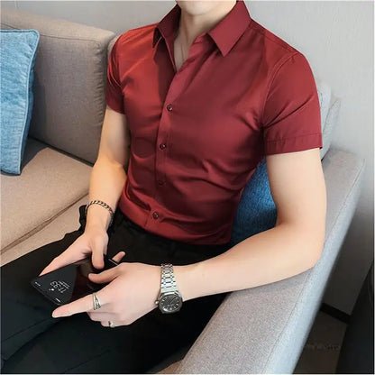 Slim Fit Casual Short Sleeve Shirt for Men - Various Colors