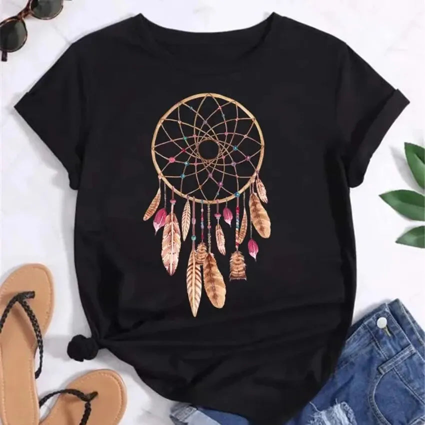 Feather Dreamcatcher Graphic Tee for Women