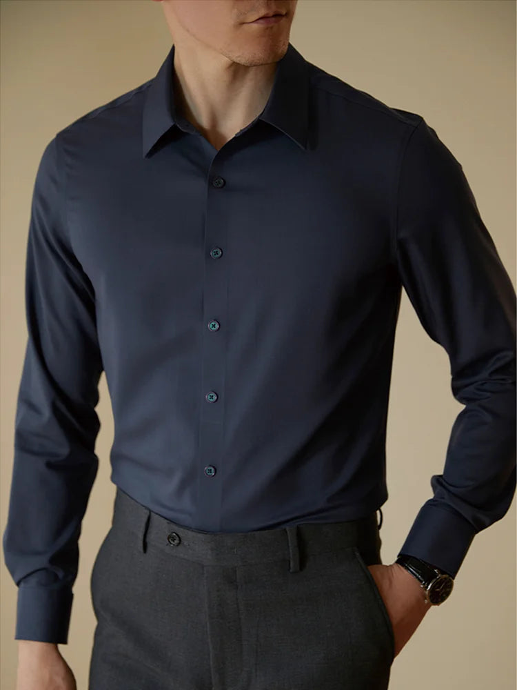 Men's Slim Fit Long Sleeve Formal Cotton Shirt