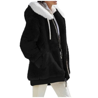 Womens  Fleece Lined Hooded Jacket - Various Colors