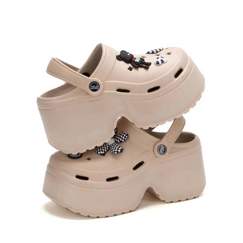 Women’s Platform Clogs Sandals - Thick Sole Wedge Slippers with Closed Toe and Non-Slip Design