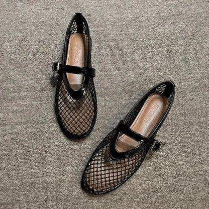 Mesh Design Flats for Women - In Black